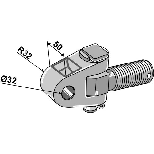 Cabezal articulado - lado del tractor - M30x4 - LS13-TAA-144