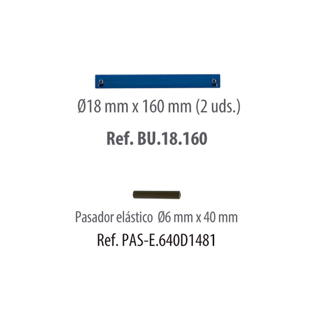Bulón Ø18x160 mm para placa de amarre