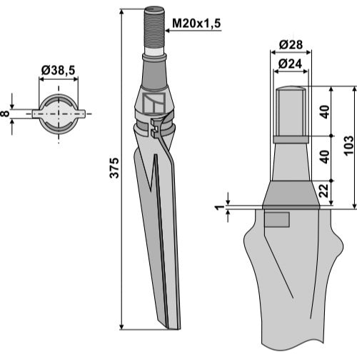 Diente de grada rotativa lado derecho - LS01-PGR-119