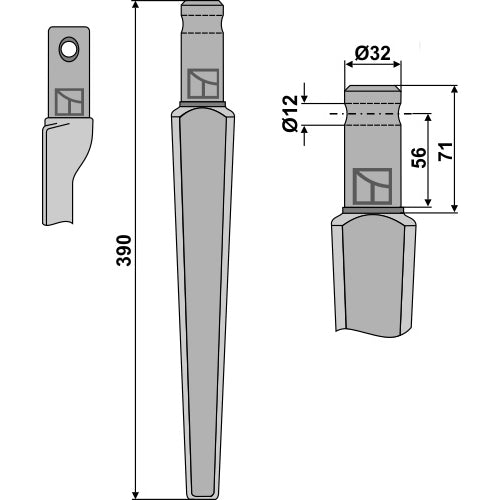 Diente de grada rotativa - LS01-PGR-345