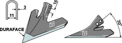 Cuchilla de binadora 160mm - DURAFACE - LS04-DMB-048