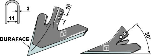 Cuchilla de binadora 200mm - DURAFACE - LS04-DMB-050