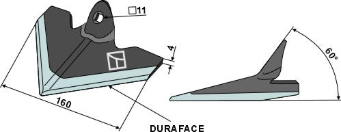 Cuchilla de binadora 160mm - DURAFACE - LS04-DMB-062