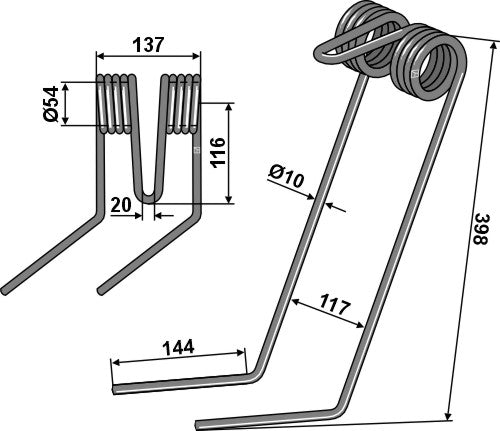 Muelle de rastra - modelo izquierdo - LS05-APS-046