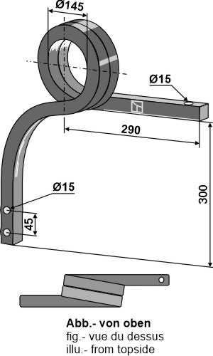 Brazo de cultivador en espiral Drcho - LS08-BEG-005