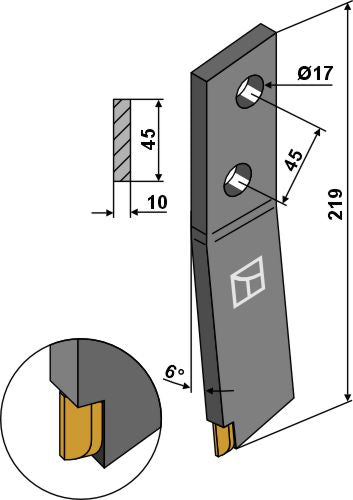 Azada - izquierdo - Carburo de tungsteno - LS09-PDG-027