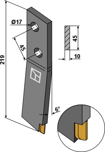 Azada - Dcho - Carburo de tungsteno - LS09-PDG-028