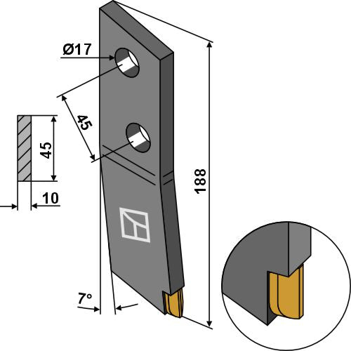 Azada - izquierdo - Carburo de tungsteno - LS09-PDG-029