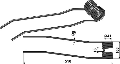 Púa para henificador - izda - LS15-PHA-068