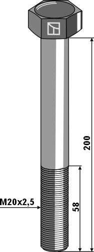 Tornillo de cabeza hexagonal  M20x2,5x200 sin tuerca - LS11-TD931-013