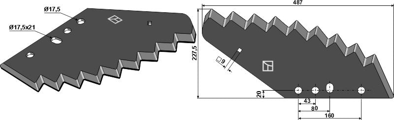 Cuchilla para carro mezclador de forraje - revestimiento de metal duro - LS07-CMF-300