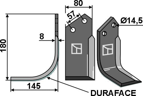 Cuchilla, izquierdo - DURAFACE - LS02-CUR-1256