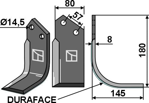 Cuchilla, derecho - DURAFACE - LS02-CUR-1257