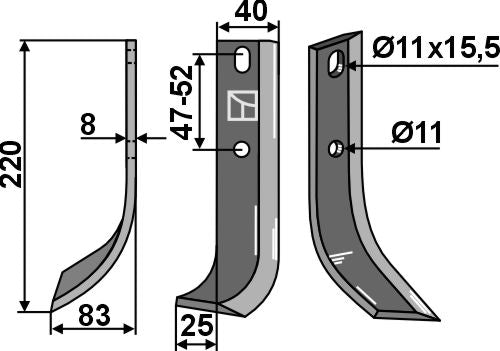 Cuchilla, lado izquierdo - LS02-CUR-1266