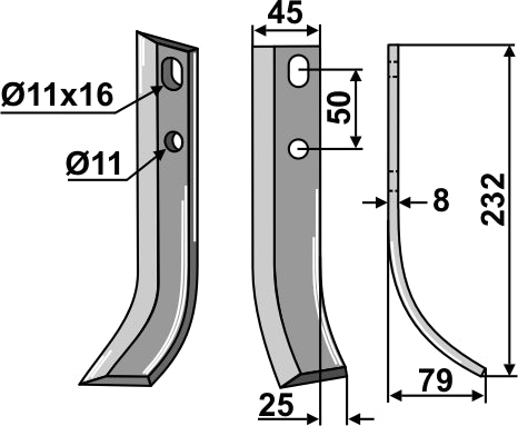 Cuchilla, lado derecho - LS02-CUR-1267