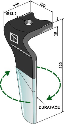 Diente de grada rotativa (DURAFACE) - lado derecho - LS01-PGR-401