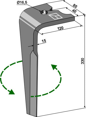 Diente de grada rotativa, izquierdo - LS01-PGR-408