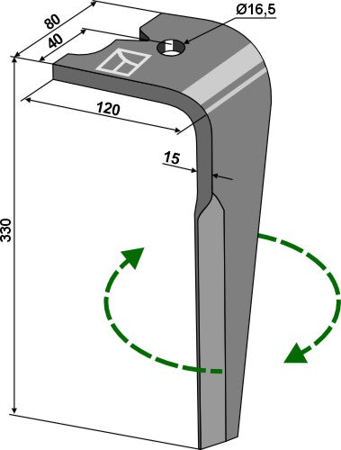 Diente de grada rotativa, derecho - LS01-PGR-409