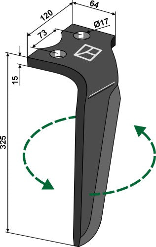 Diente de grada rotativa lado izquierdo - LS01-PGR-414