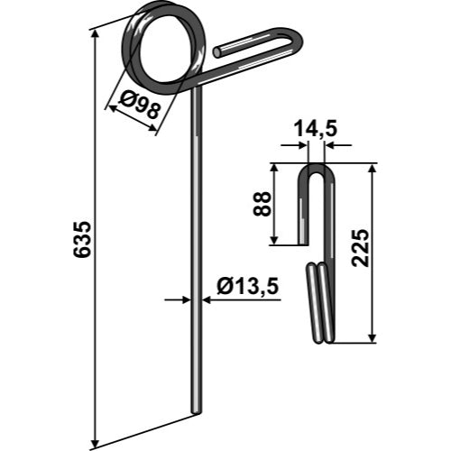 LS05-MRS-106 - Muelle de rastra - Adaptable para Köckerling