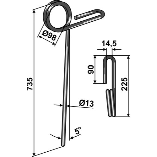 LS05-MRS-107 - Muelle de rastra - Adaptable para Köckerling