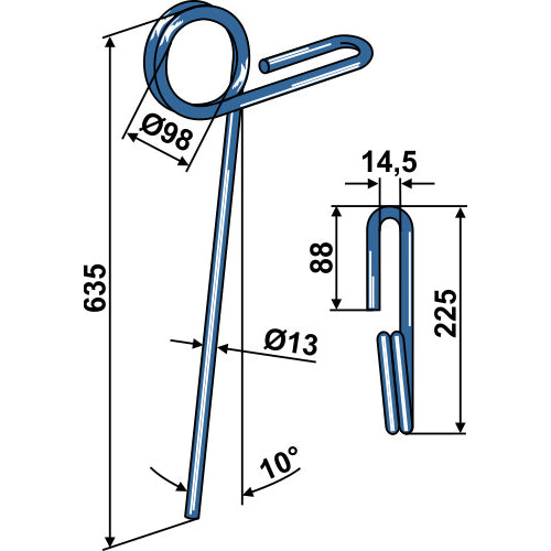 LS05-MRS-108 - Muelle de rastra - Adaptable para Köckerling