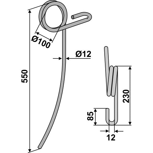 LS05-MRS-178 - Muelle de rastra - Adaptable para Rabe / Väderstad / Tume y otras