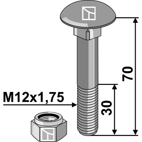 LS04-TRT-005 - Tornillo de cabeza abombada con tuerca autoblocante