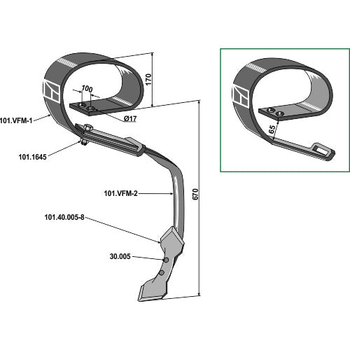 LS04-BVA-073 - Brazo Kongskilde - Vibroflex VFM - Adaptable para Kongskilde