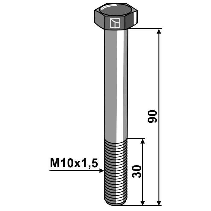 LS11-TARM-213 - Tornillo de cabeza hexagonal - M10 sin tuerca