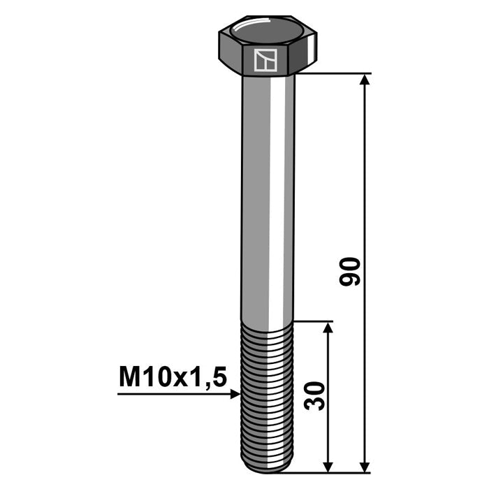 LS11-TARM-214 - Tornillo de cabeza hexagonal - M10 sin tuerca