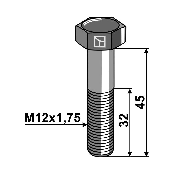 LS11-TARM-180 - Tornillo de cabeza hexagonal - M12 sin tuerca - Adaptable para Marsk-Stig