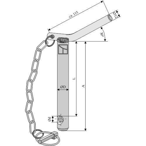 Bulón de seguridad con cadena para tercer punto - LS13-BLSG-004