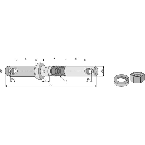 Bulón para tercer punto y barra portaperos - LS13-BLTP-018