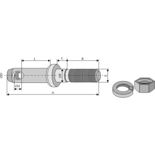 Bulón para tercer punto y barra portaperos - LS13-BLTP-019