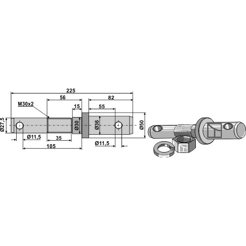 Bulón para tercer punto y barra portaperos - LS13-BLTP-024