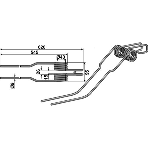 LS15-PHA-027 - Púa para henificador - Adaptable para Deutz-Fahr