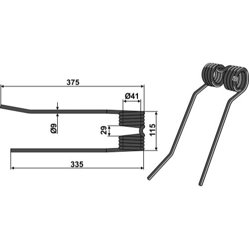 LS15-PHA-066 - Púa para henificador - dcha - Adaptable para Fransgard