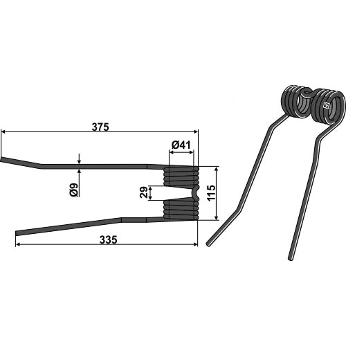 LS15-PHA-067 - Púa para henificador - dcha - Adaptable para Fransgard