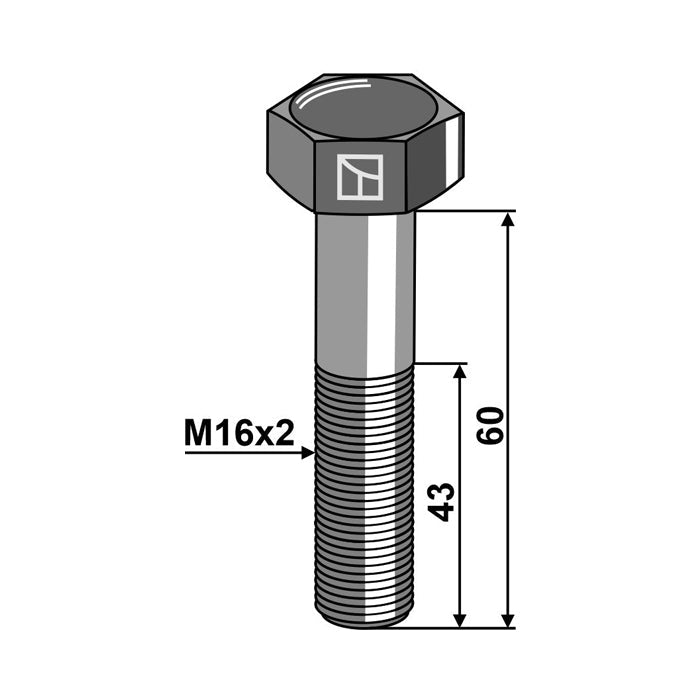 LS11-TARM-219 - Tornillo de cabeza hexagonal - M16 sin tuerca