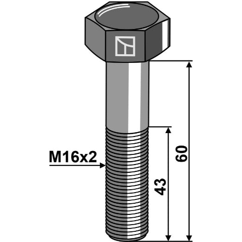 LS11-TARM-192 - Tornillo de cabeza hexagonal - M16 sin tuerca