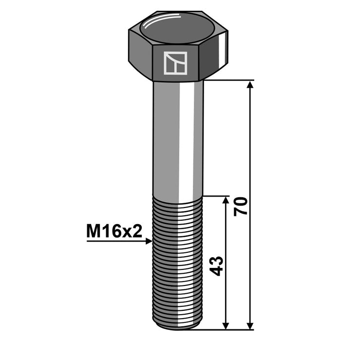 LS11-TARM-220 - Tornillo de cabeza hexagonal - M16 sin tuerca