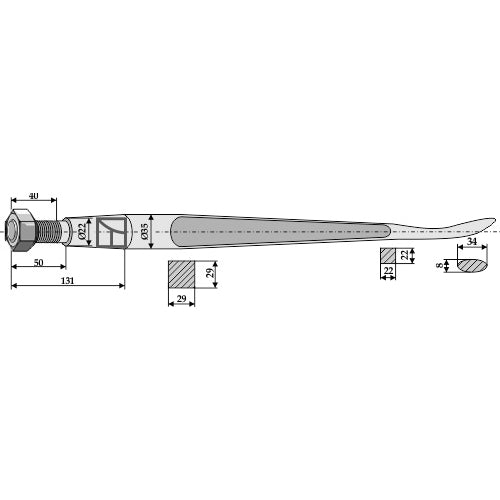 LS07-PCU-009 - Púa "cuchara" 1250 - Adaptable para Kverneland