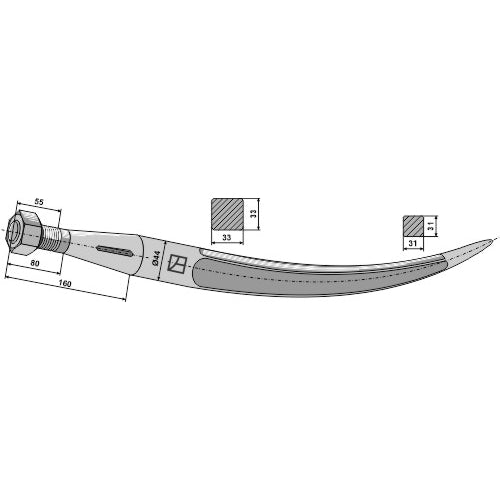LS07-PCP-006 - Púa curva 980 - Adaptable para Bressel & Lade