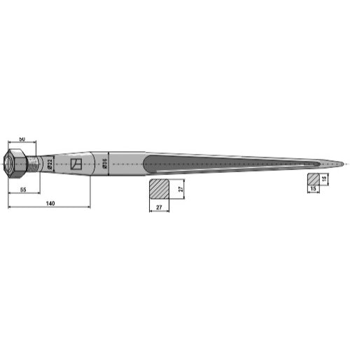 LS07-PCP-008 - Púa puntiaguda con tuerca cónica - Adaptable para Bressel & Lade