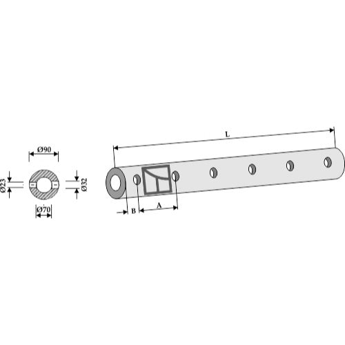 LS07-APC-050 - Tubo - soporte para púas - 1200 - 6