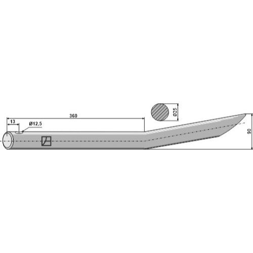 LS07-PCP-015 - Púa curva 560 - Adaptable para Mailleux