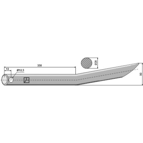 LS07-PCP-017 - Púa curva 550 - Adaptable para Mailleux