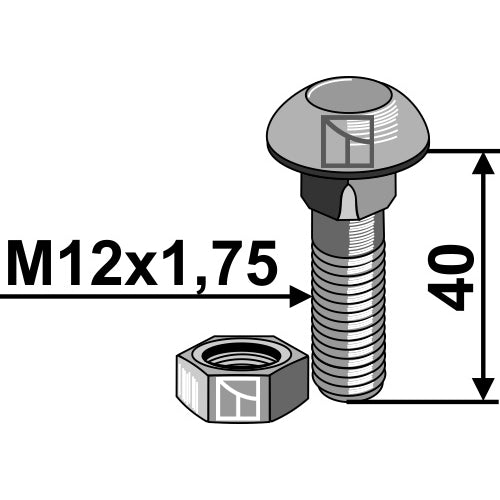 LS04-TRT-101 - Tornillo con tuerca - M12x1,75x40 - 10.9