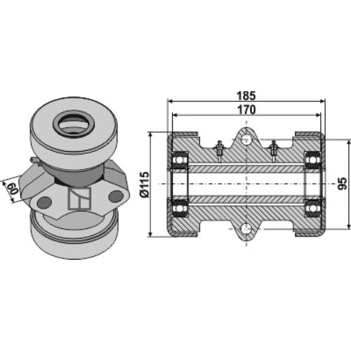 LS08-BJE-003 - Buje completo para ejes cuadrados 26x26mm